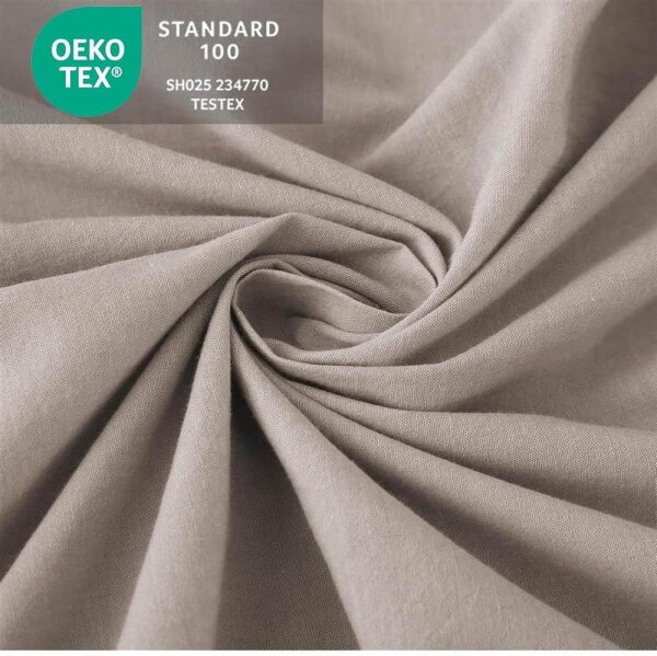 SOULFUL fitted sheet 140x200cm, 100% washed cotton, breathable, linen-like feel, dark camel, for mattresses up to 25cm.