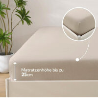 SOULFUL fitted sheet 180x200cm, 100% washed cotton, breathable, linen-like feel, camel beige, up to 25cm mattress height.