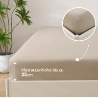 SOULFUL Spannbettlaken 180x200cm, Farbe Aprikose, 100% gewaschene Baumwolle, atmungsaktiv, leinenartiger Griff, für Matratzen bis 25cm