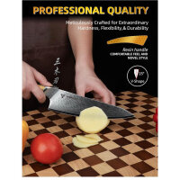 SANMUZUO 20,5CM Kochmesser, VG-10-Damaststahl,...