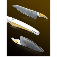 SANMUZUO 20,5CM Kochmesser, VG-10-Damaststahl, ergonomischer Griff, ultrascharf, Serie LA-S9, gelber Harzgriff.