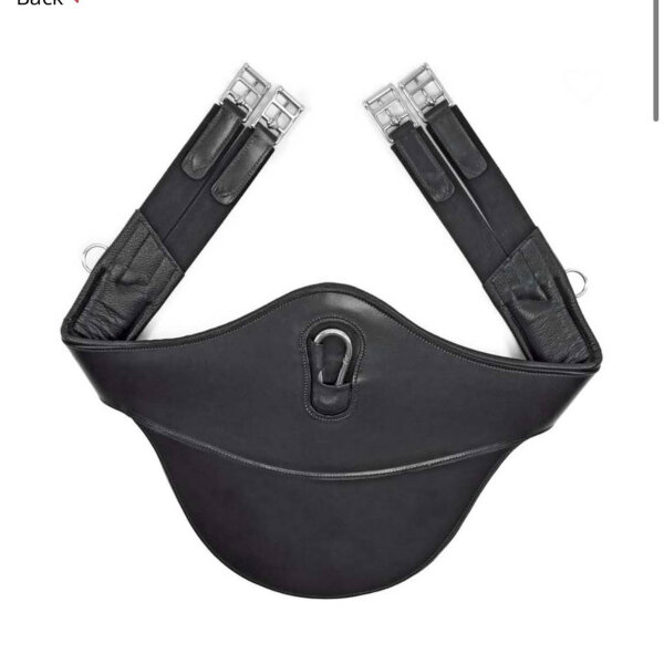 Sattelgurt, 150cm, Leder, mit Stollenschutz, schwarz, ideal für Komfort und Sicherheit beim Reiten.