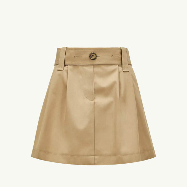 MONCLER Minirock, Größe 44, Gabardine, Camel-Beige, elegantes Design, vielseitig kombinierbar.