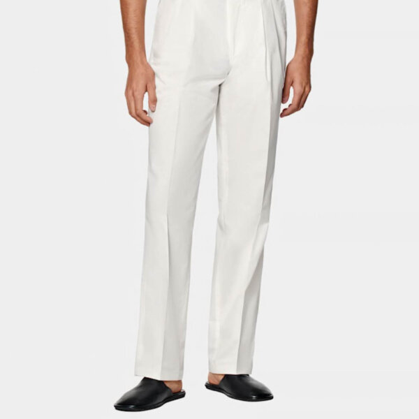 SUITSUPPLY chino, size 50, trousers, off-white, wide cut, straight fit, 100% cotton.