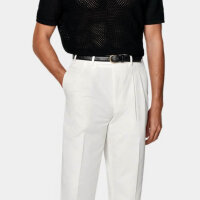 SUITSUPPLY chino, size 50, trousers, off-white, wide cut, straight fit, 100% cotton.