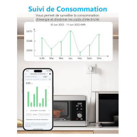 EIGHTREE ET26 WiFi Plug Socket, Programmable, Alexa/Google Home Compatible, Power Tracking, 2.4 GHz, 16 A, 3680 W, 2 Pack.