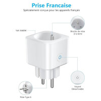 EIGHTREE ET26 WiFi Plug Socket, Programmable, Alexa/Google Home Compatible, Power Tracking, 2.4 GHz, 16 A, 3680 W, 2 Pack.