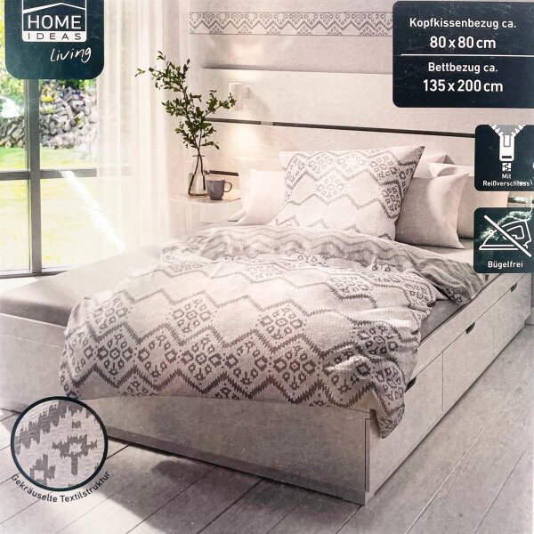 Home Ideas Living Seersucker Bettwäsche-Garnitur, Kissenbezug 80 x 80cm,
