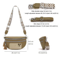 LANXINGLUO Bauchtasche, Crossbody Bag, mittelgroß, Graugrün, mit Kreditkartenfach, 2 Schultergurten