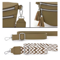 LANXINGLUO Bauchtasche, Crossbody Bag, mittelgroß, Graugrün, mit Kreditkartenfach, 2 Schultergurten