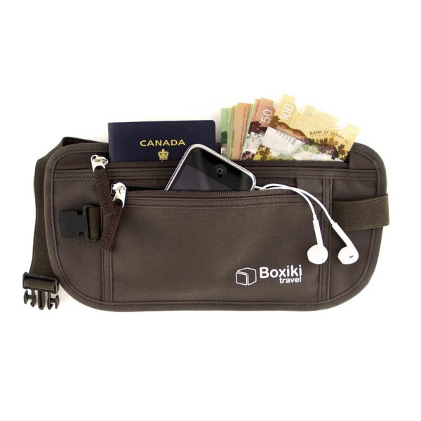 Boxiki Reise-Geldgürtel, RFID-blockierend, für Damen und Herren, sicherer Geldbeutel für Reisepass, Geld und Telefon.
