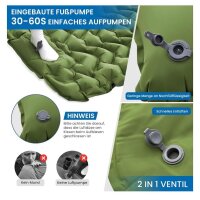 KingCamp self-inflating sleeping pad, 1 person, ultralight, integrated pillow, small pack size, ideal for camping and trekking, olive green.