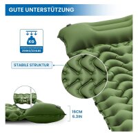 KingCamp self-inflating sleeping pad, 1 person, ultralight, integrated pillow, small pack size, ideal for camping and trekking, olive green.