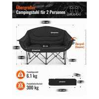 KingCamp 2-seater camping chair, foldable, padded, high...