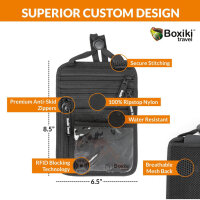 Boxiki RFID Neck Wallet, Travel Money Bag, Elegant, Secure, Adjustable Neck Strap, for Cash and Credit Cards.