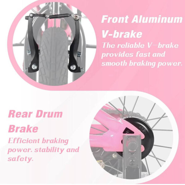 AVASTA 12 inch childrens bike PINK, BMX style, with stabilizers & kickstand, ideal for 1-8 year old children.