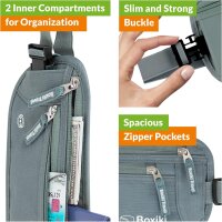 Boxiki Reise Geldgürtel, RFID-Block, für Pass, Brieftasche, Telefon, unisex, grau, ideal für Reisen, sicher und praktisch.