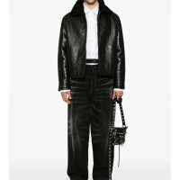 Acne Studios, leather jacket, lambskin, shearling collar,...