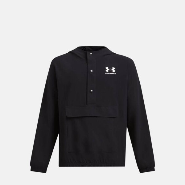 Under Armour B Icon Woven Anorak, Jungen, White/Black, Gr. XS, leichte, atmungsaktive Jacke, ideal für Sport und Freizeit.