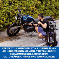 AR Blue Clean e-2000 HRD high pressure cleaner, 2000 W, 150 bar, 440 l/h, with drain cleaner probe and patio cleaner.