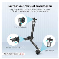 SMALLRIG 10 Zoll Magic Arm, KBUM2732B, Monitorhalterung, flexibler Arm mit Super Clamp für LED Licht.