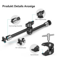 SMALLRIG 10 Zoll Magic Arm, KBUM2732B, Monitorhalterung, flexibler Arm mit Super Clamp für LED Licht.