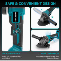 Yofidra 125mm Akku Winkelschleifer, 3 Gang, 21V, 5600rpm, inkl. 2x 3.0Ah Akku, 3 Trennscheiben, ideal für Metall, Fliesen, Stein.