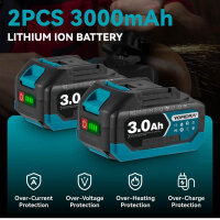 Yofidra 125mm Akku Winkelschleifer, 3 Gang, 21V, 5600rpm, inkl. 2x 3.0Ah Akku, 3 Trennscheiben, ideal für Metall, Fliesen, Stein.