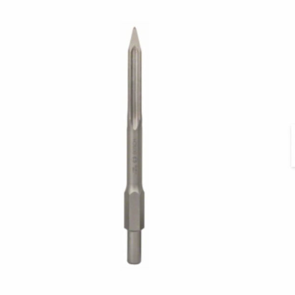BOSCH pointed chisel, 30 mm hexagon socket, 400 mm, ideal for precise demolition work and material processing.