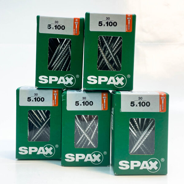 Spax Universalschrauben 5x30, 5x100, T20 – Hochwertige Schrauben für vielseitige Anwendungen, korrosionsbeständig, einfache Handhabung.