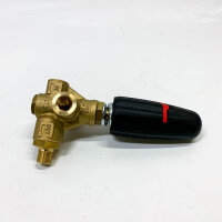 Interpump H-284, circulation valve, 3/8 inch female/male thread, bypass 3/8 inch female thread, max. 280 bar, 80°C, compact design, high pressure resistance.