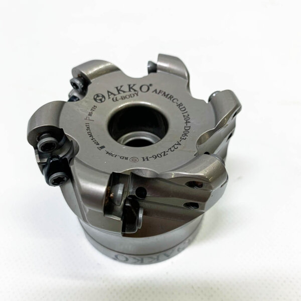 AKKO Messerkopf, ø 63 mm, ISO RD 1204, Typ A, Schaft 22 mm, Innenkühlung, Z=6, für Rundplatten.