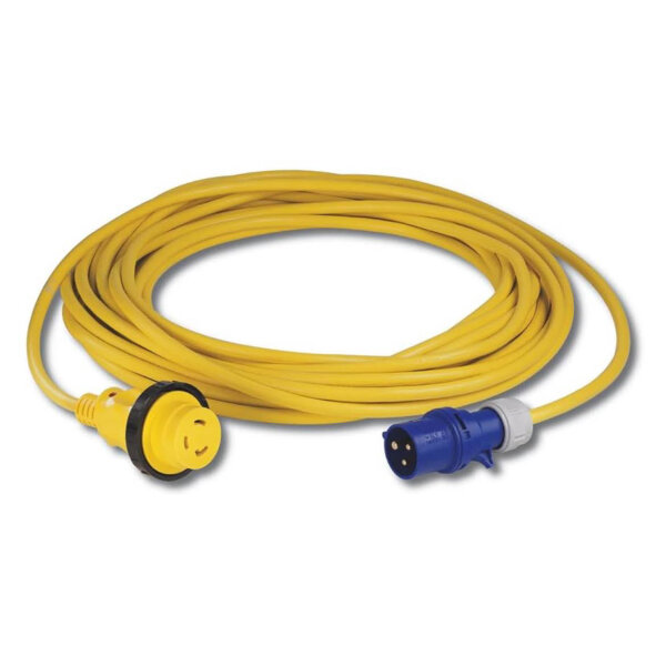 Marinco 15MSPPXP, cable set 16A, 230V, 15M, European plug, robust, weatherproof, ideal for camping and boats.