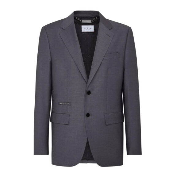 PHILIPP PLEIN Herren Blazer, Gr. 50 (L), Wolle, grau, elegante Verarbeitung, klassischer Schnitt, ideal für besondere Anlässe.