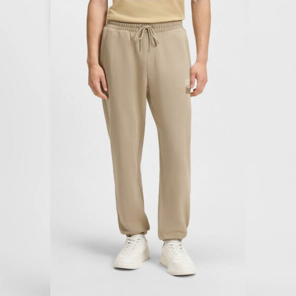 HUGO BOSS jogging pants, EU: XL, cotton terry, with split logo, beige, comfortable and stylish, ideal for leisure.