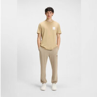 HUGO BOSS jogging pants, EU: XL, cotton terry, with split logo, beige, comfortable and stylish, ideal for leisure.