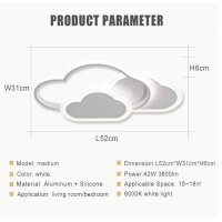 BALTRE ceiling light, 32W, LED, creative cloud shape, dimmable with remote control, modern, for living room, bedroom, hallway, childrens room, 42x25x6cm.