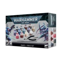 Warhammer 40,000, Paints & Tools Set, Malzubehör, 12 Farben, Pinsel, Werkzeug, ideal für Miniaturmalerei.