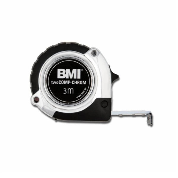 BMI chrome tape measure, 3m, 16mm, flexible, precise measurement, ideal for tradesmen and DIY enthusiasts.