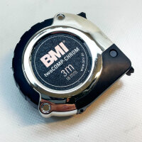 BMI chrome tape measure, 3m, 16mm, flexible, precise measurement, ideal for tradesmen and DIY enthusiasts.