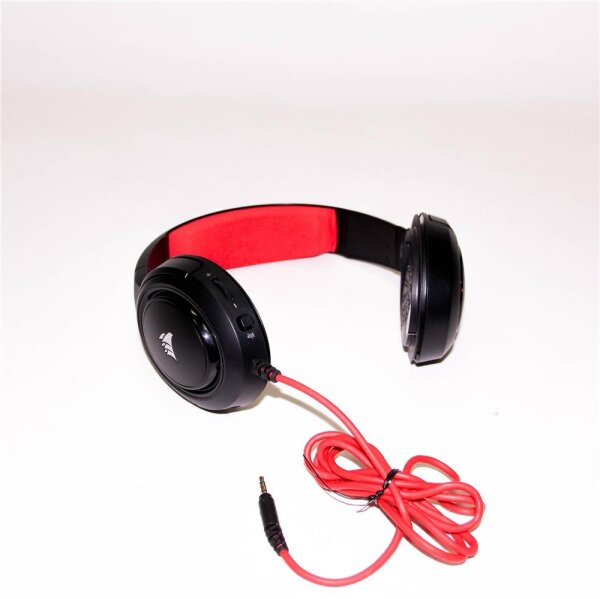Corsair HS35 Stereo Gaming Headset (50mm Neodym Lautsprecher, Abnehmbares Unidirektionales Mikrofon, Federleichtes Design, für Xbox One, PS4, Nintendo Switch und Mobilgeräte) rot