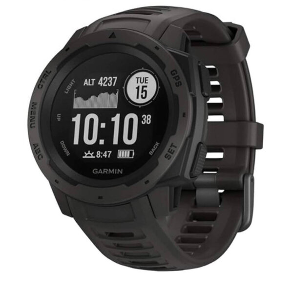 Garmin Instinct, robuste Outdoor-Uhr, GPS, Glonass, Galileo, Herzfrequenzüberwachung, 3-Achsen-Kompass, Graphit.