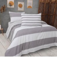 Vency bed linen 240x220, 3-piece, grey & white, Oeko-TEX, 80% cotton, 20% polyester, 1 duvet cover with zipper, 2 pillowcases 65x65.