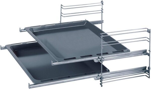 BOSCH telescopic pull-out HEZ438201, accessory for ovens, with scratches, ideal for easy handling and safe access.