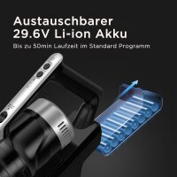 HANSEATIC HVS450BMC Akku-Hand- und Stielstaubsauger, LED, HEPA H12 Filter, Wandhalterung, umfangreiches Zubehör, einfache Entleerung.