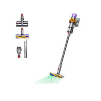 Dyson V15 Detect Absolute, cordless handheld and upright vacuum cleaner, powerful, with laser technology and HEPA filter.
