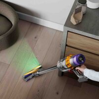 Dyson V15 Detect Absolute, cordless handheld and upright vacuum cleaner, powerful, with laser technology and HEPA filter.
