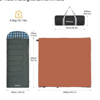 KingCamp Schlafsack 3-1 XXL, Deckenschlafsack, Baumwolle Flanell, bis -18°C, 230x90 cm, inkl. Kopfkissen, für 4 Jahreszeiten.