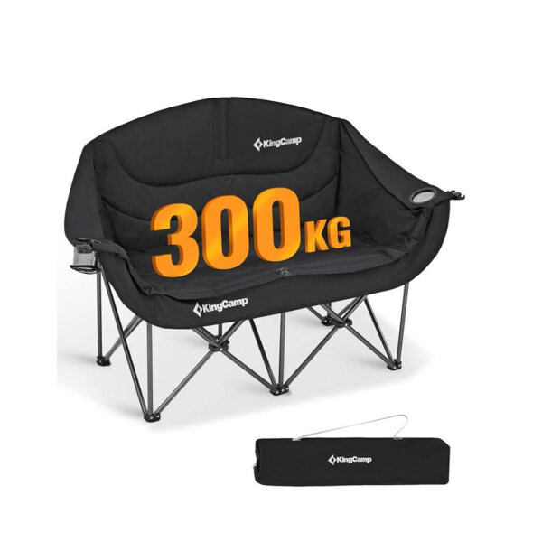 KingCamp Camping Couch, Faltbar, Luxus Campingstuhl für 2 Personen, gepolstert, bis 300 kg, Hochlehner, ideal für Garten und Balkon.