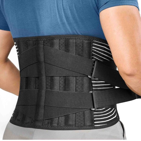 FREETOO LWS Stützgürtel, Rückenbandage, atmungsaktiv, 6 Metallstützstangen, verstellbar, ideal für Arbeit, Sport, Autofahren.